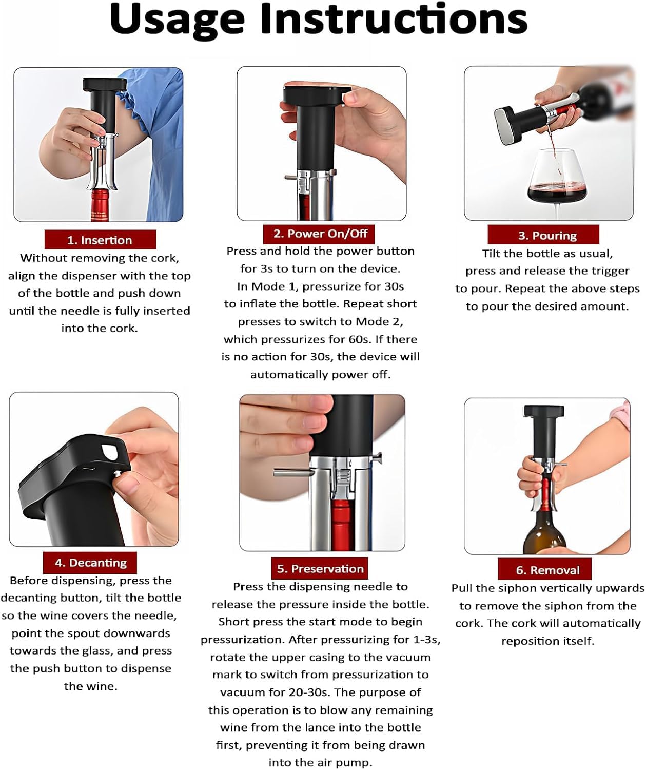 Décanteur électrique pour décanter instantanément le vin sans ouverture nécessaire, débit 5-7 ml/s pour un versement sans effort et une saveur améliorée