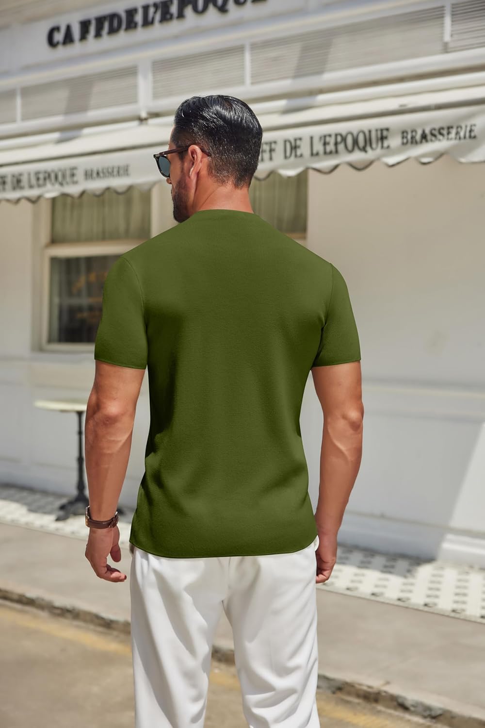 COOFANDY Men's Mock Turtleneck Sweater Short Sleeve Casual Knitted T-Shirts Thermal Tops Solid Basic Tee - Image 5