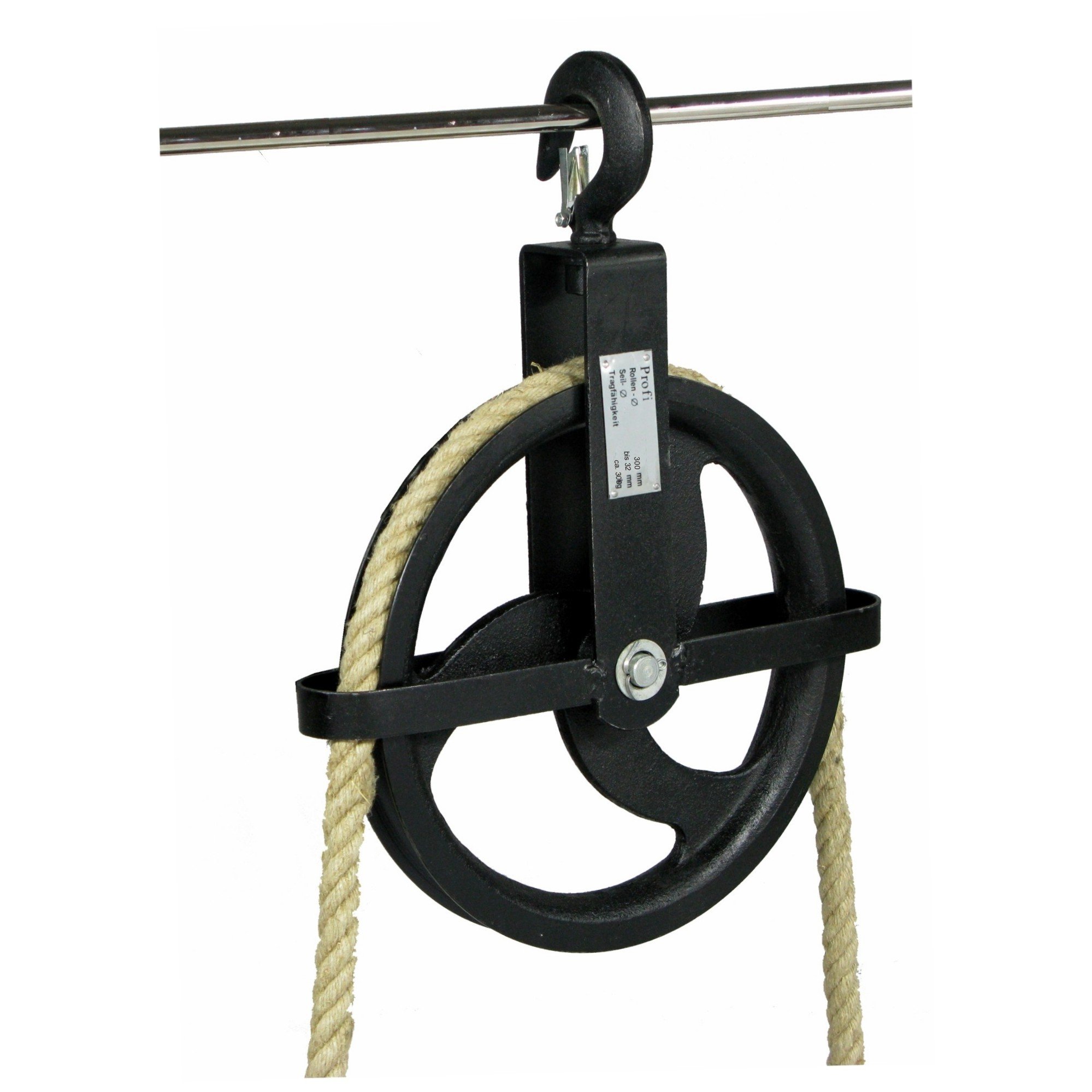 Bau-Aufzugsrolle Ø 300 mm / 300 kg, mit Kreuzbügel
