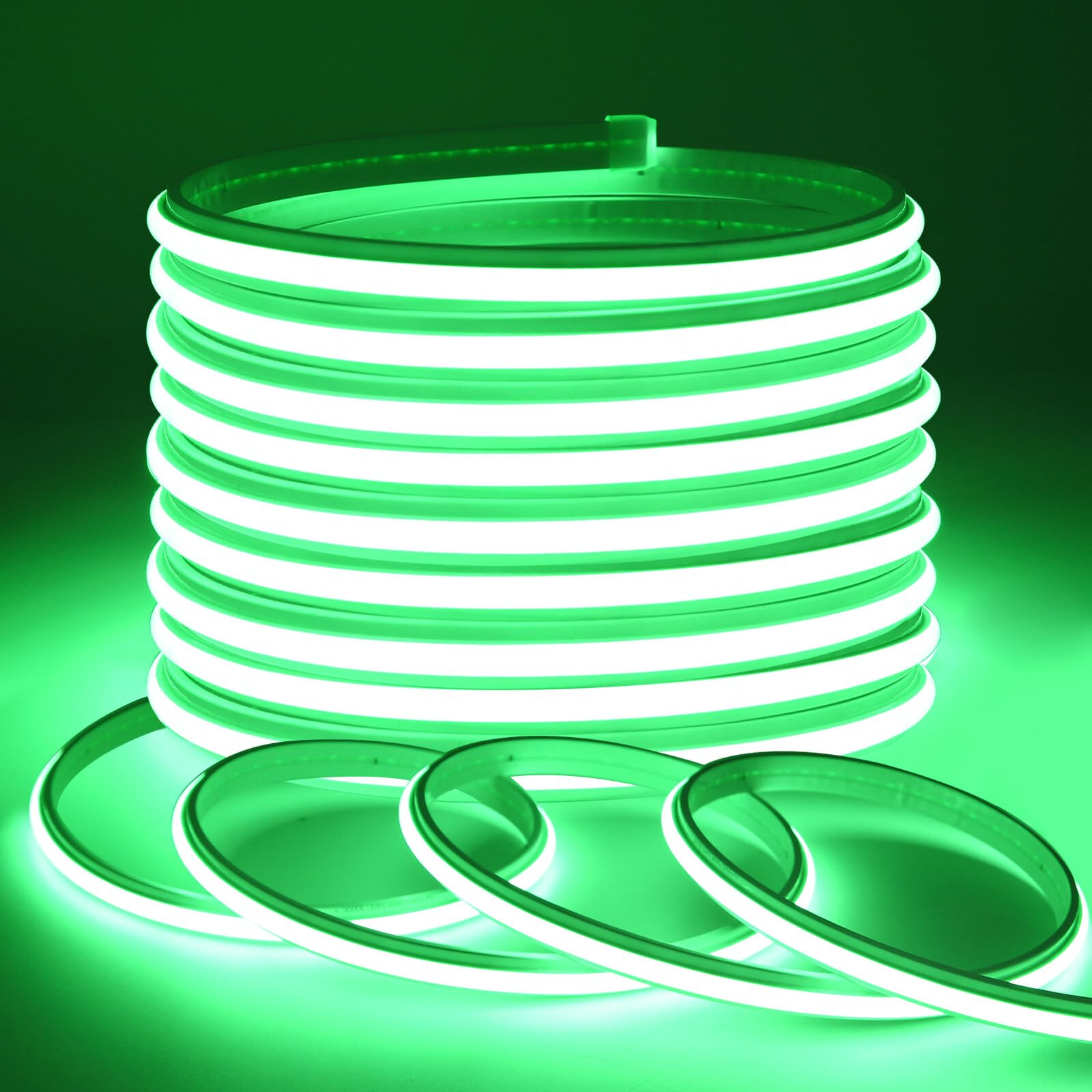 230V COB Neon LED Streifen, 240LEDs/m Superhell Hohe Dichte IP65 Wasserdicht Diffusion Flex COB LED Leiste Lichtband Strip für DIY Innen-und Außenbeleuchtung Projekte (Grün, 21M)