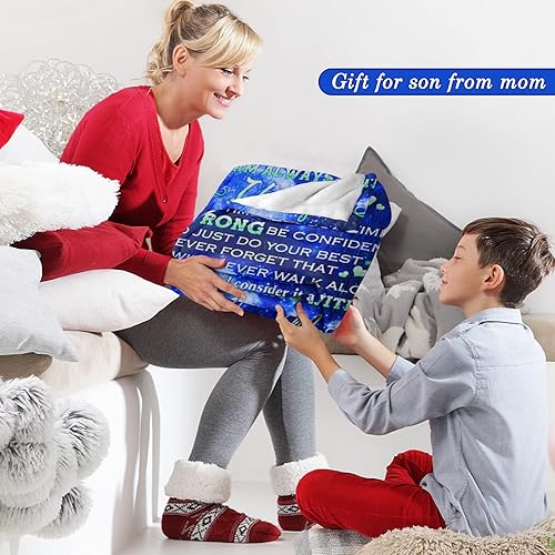 Miniatura 6 de Manta para hijo de parte de mamá, regalos de cumpleaños de regreso a clases para él, manta para mi hijo, manta de lobo, manta de franela de