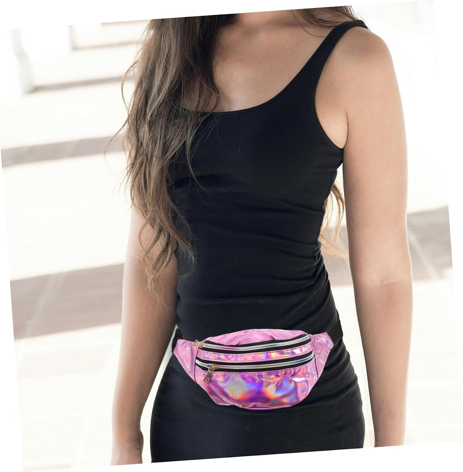 LIOOBO Fashionable Holographic Running Belt Bag Multi-purpose Shoulder Bag for Men Women Waist Pack Hiking Satchel