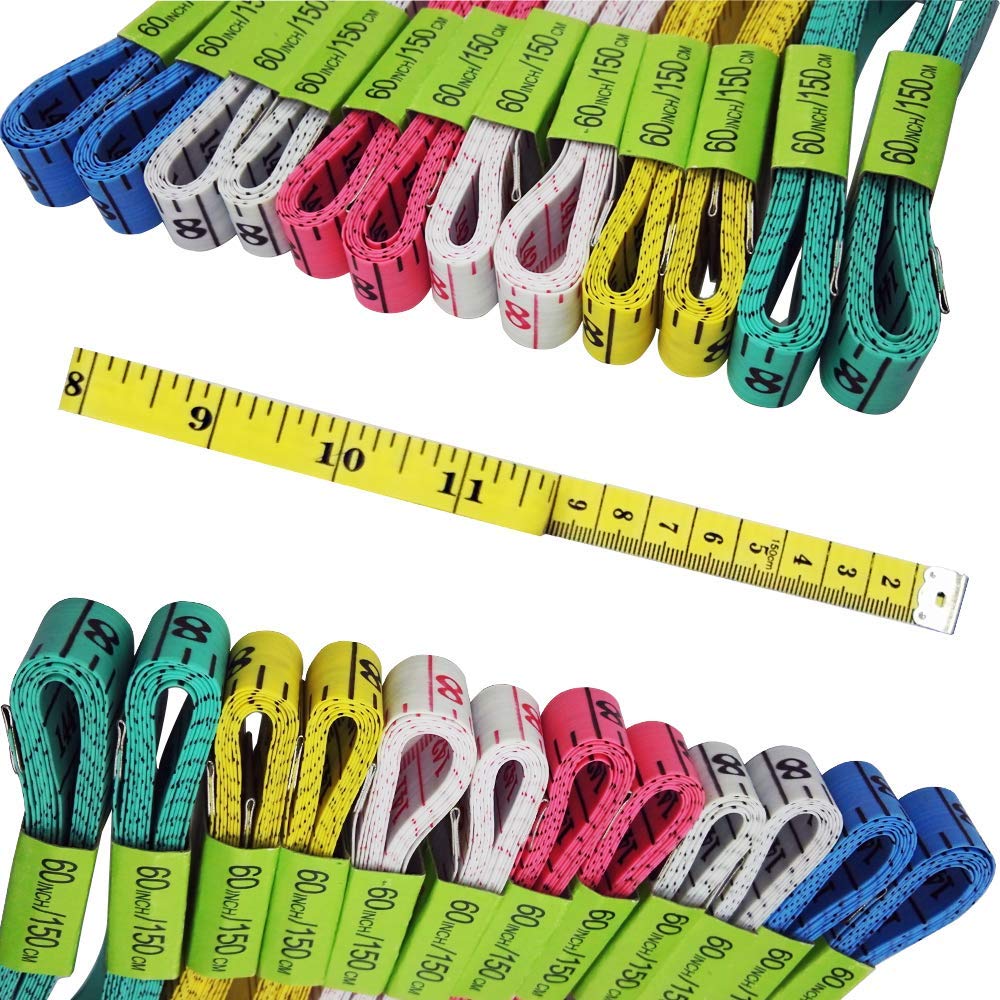 FCBDSGD Soft Tape Measure 24 Pack Measuring Tape Bulk for Body Sewing Tailor Cloth Measurement Craft Supplies,150cm/60inch Accurate Soft Double Scale Ruler（ 6 Colors Multicolored)