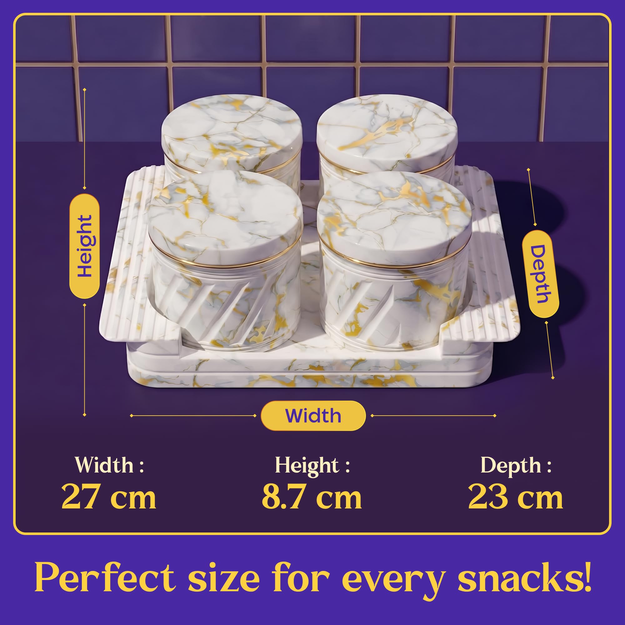 SELVEL Giving shape to life! Nietłukący się i szczelny zestaw pojemników na suche owoce, z pokrywką i tacą do serwowania, hermetyczny zestaw pojemników 430 ml (4 sztuki, biały, polipropylen)