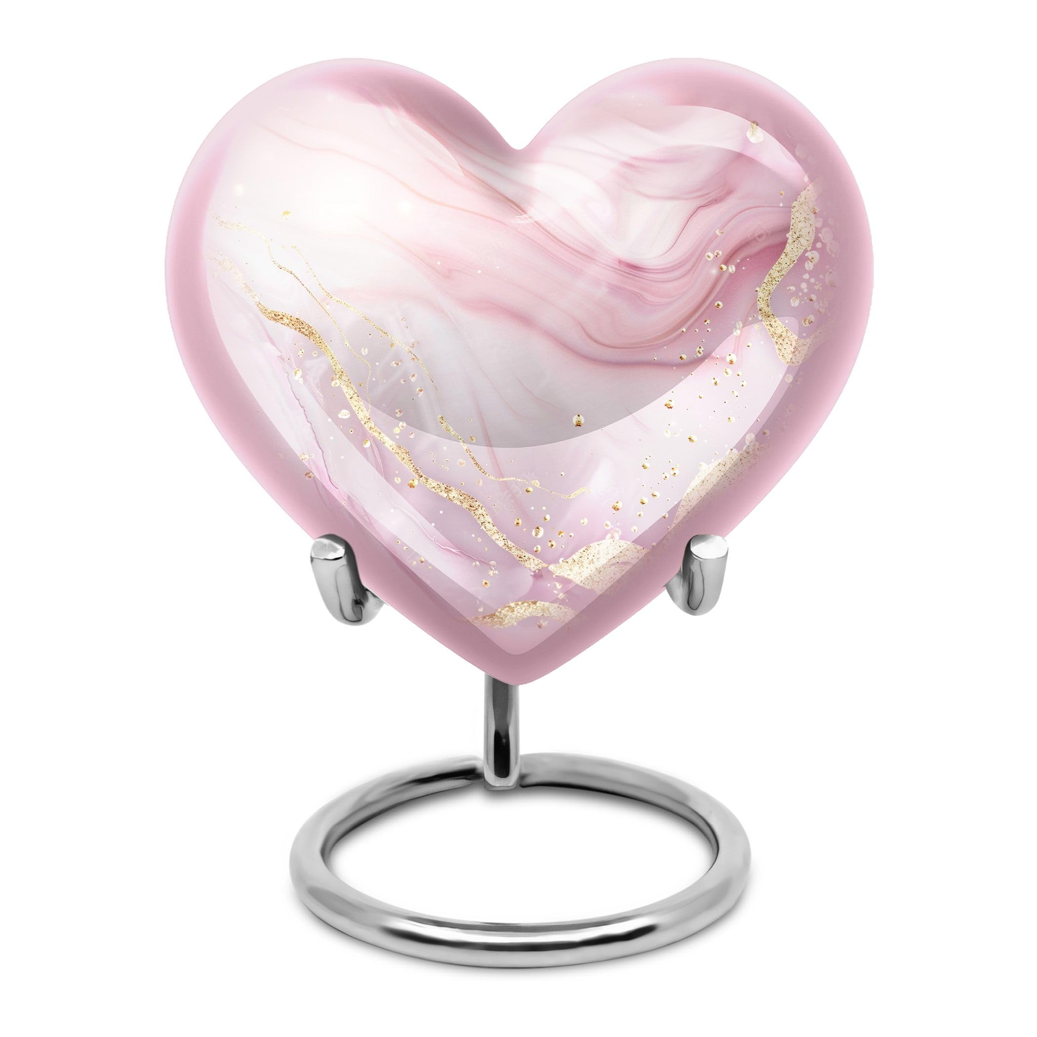Blush Pink Marble Keepsake Urn for Adult Ashes - Heart Shaped Mini Urns (3 Inch, 1 pc), 3" Keepsake Pack of 1