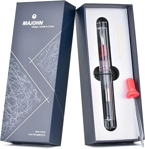 Miniatura 2 de Lanxivi Majohn C1 Fouintain - Bolígrafo doblado, de tamaño fino a ancho, relleno de cuentagotas y convertidor, mini bolígrafo acrílico transparente