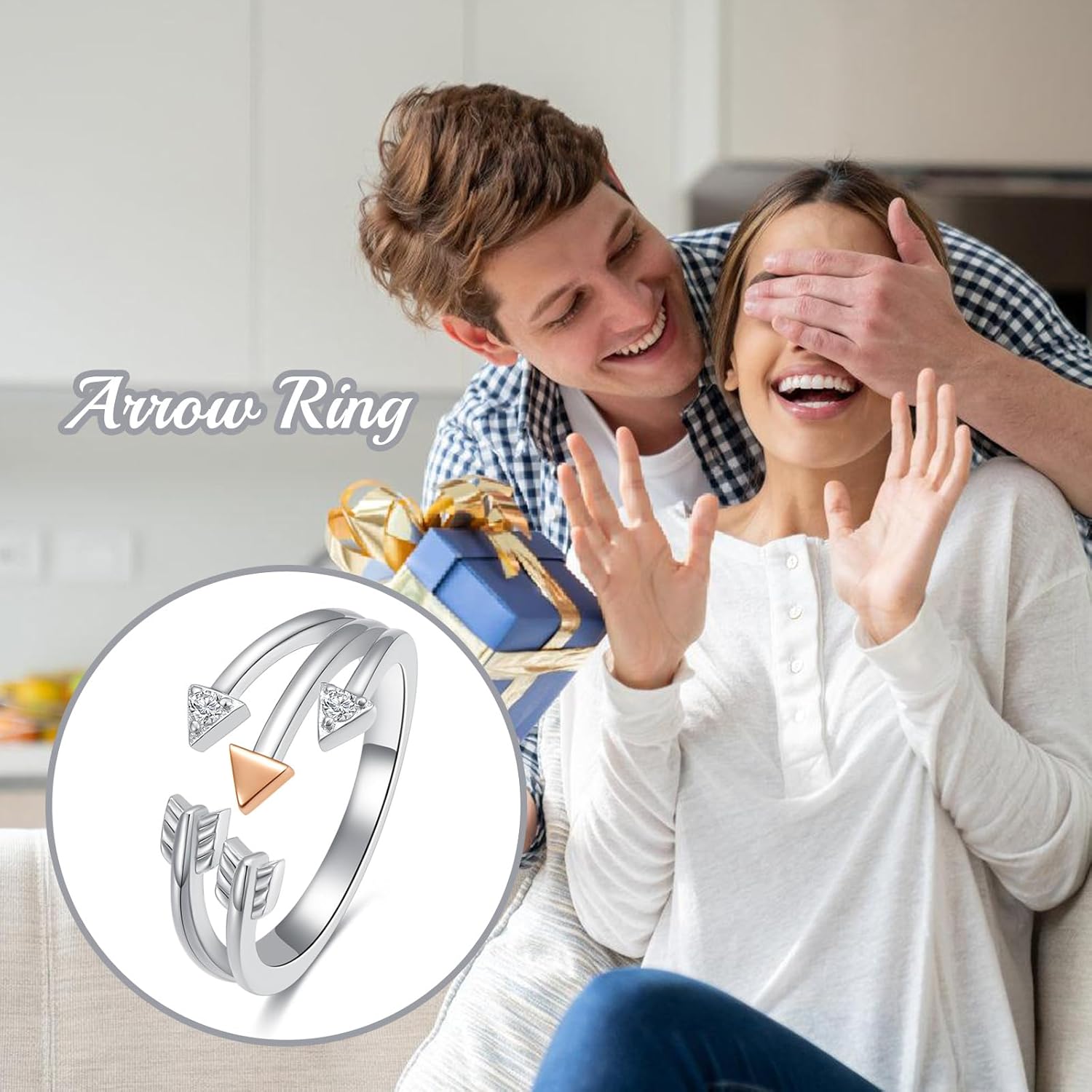 KQF Dainty Finger Ring for Women Girls 925 Sterling Silver Arrow/Rose Flower/Gold Mountain Adjustable Open Ring Minimalist Jewelry Gift - Image 6