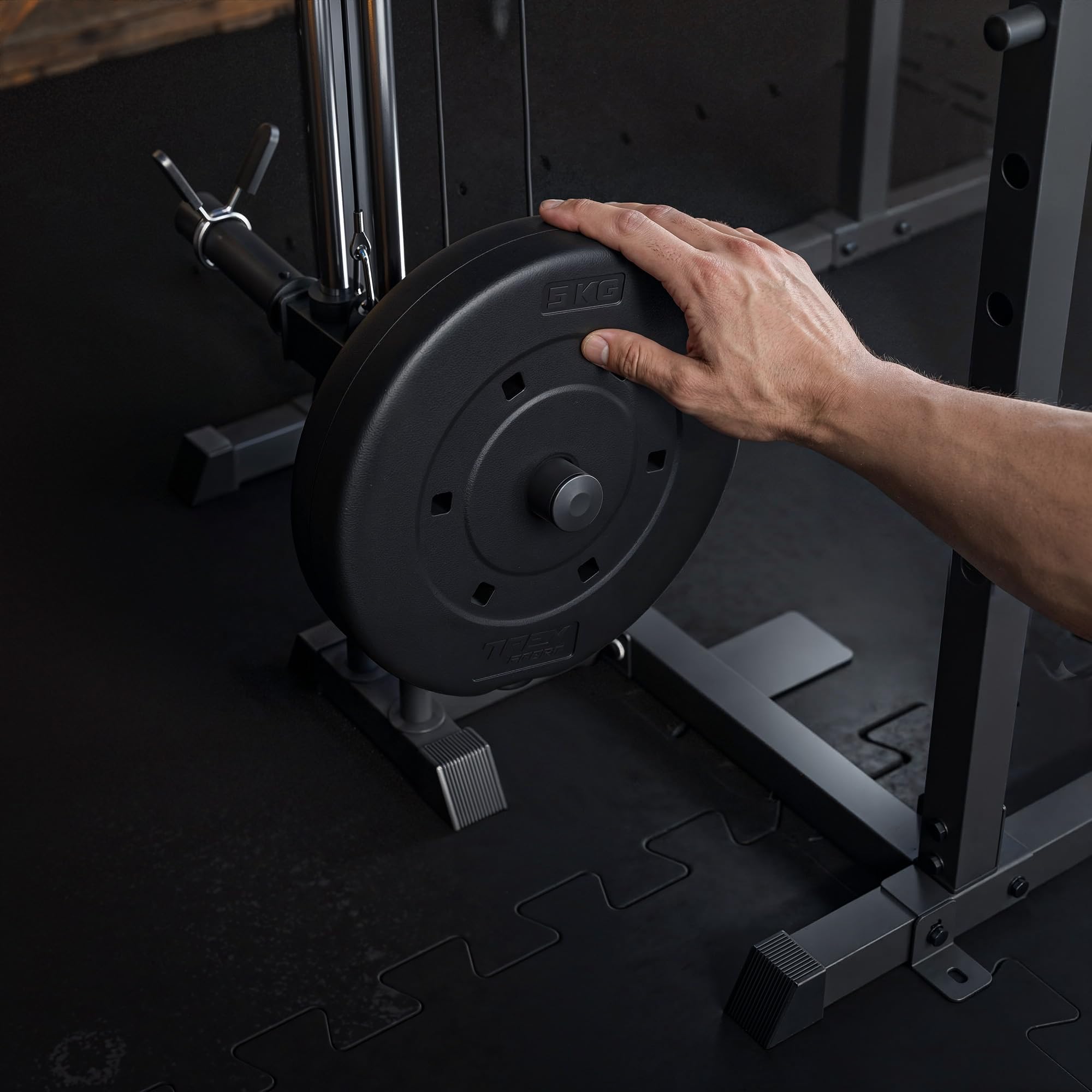 TREX SPORT Power Rack Multipresse mit Latzug Dip-Station bis 120kg TX-500PC | Powerrack mit Latzug oben/unten, Klimmzugstange, Squat Rack & Homegym mit verstellbaren Ablagen, Power Cage