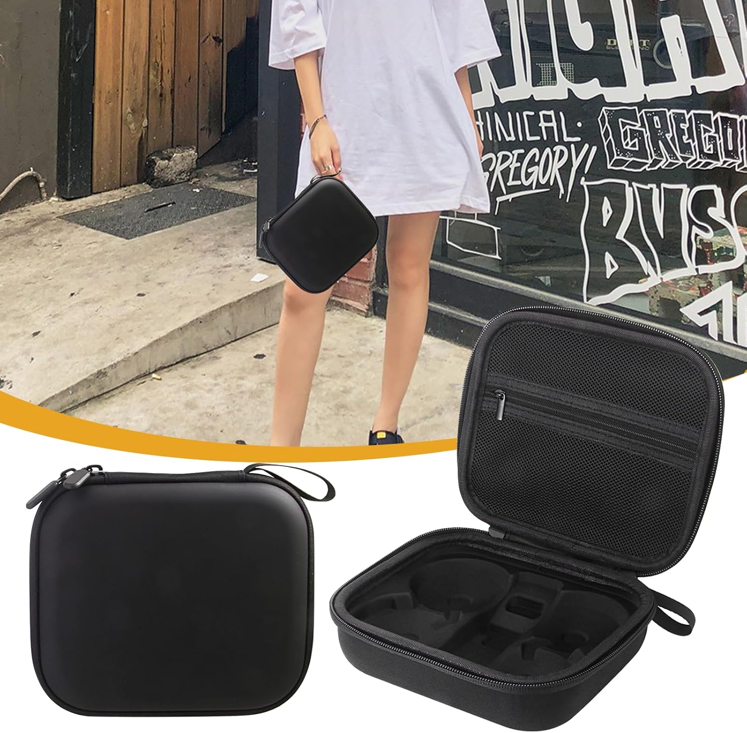 KIBBEH Portable Storage Bag for Drones, Compatible with Fergio Neo Drones, Waterproof Black PU Leather, Ideal for Drones and Accessories