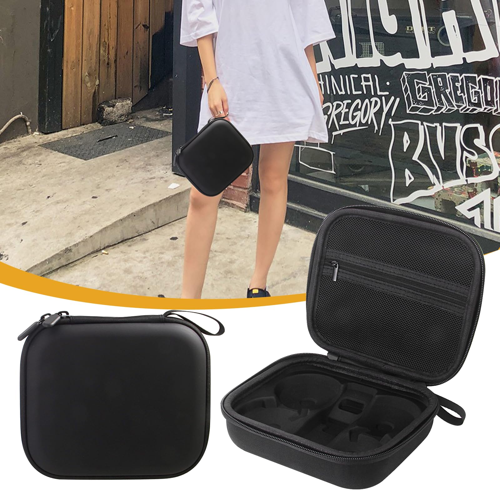 KIBBEH Portable Storage Bag for Drones, Compatible with Fergio Neo Drones, Waterproof Black PU Leather, Ideal for Drones and Accessories