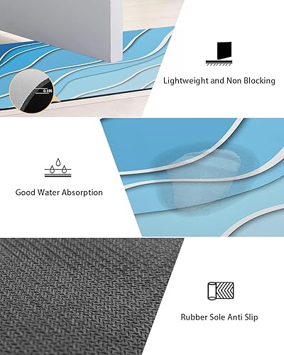 Miniatura 4 de Tapete de baño geométrico azul para bañera, antideslizante, de secado rápido y absorbente, de tierra de diatomeas, para fregadero de cocina,