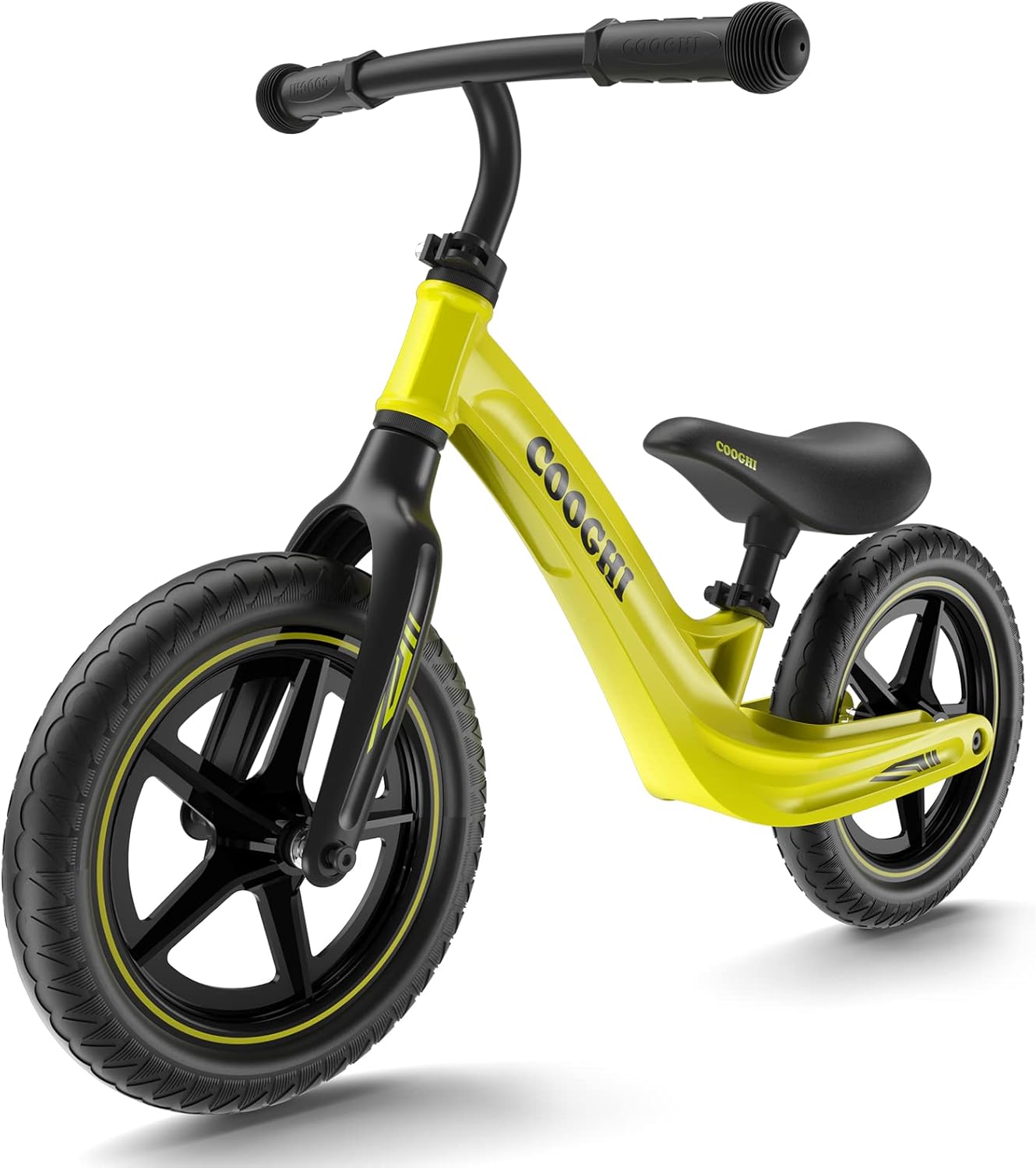 COOGHI Balance Bike - One-Piece Magnesium Alloy Frame, Rubber Foam Tires Toddler Bike, Lightweight for Ages 2-6 Year Old Boys Girls - Kids Training Bicycle with Footrest, Lemon : Toys & Games