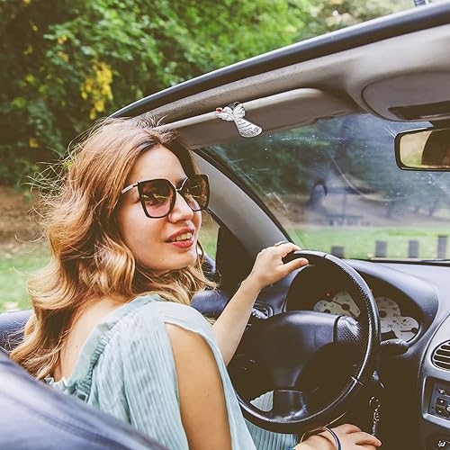 Miniatura 5 de Tallew Clip para visera solar de ángel de la guarda (8 piezas), decoración de adorno colgante de aleación, diseño de paloma de ángel religioso para