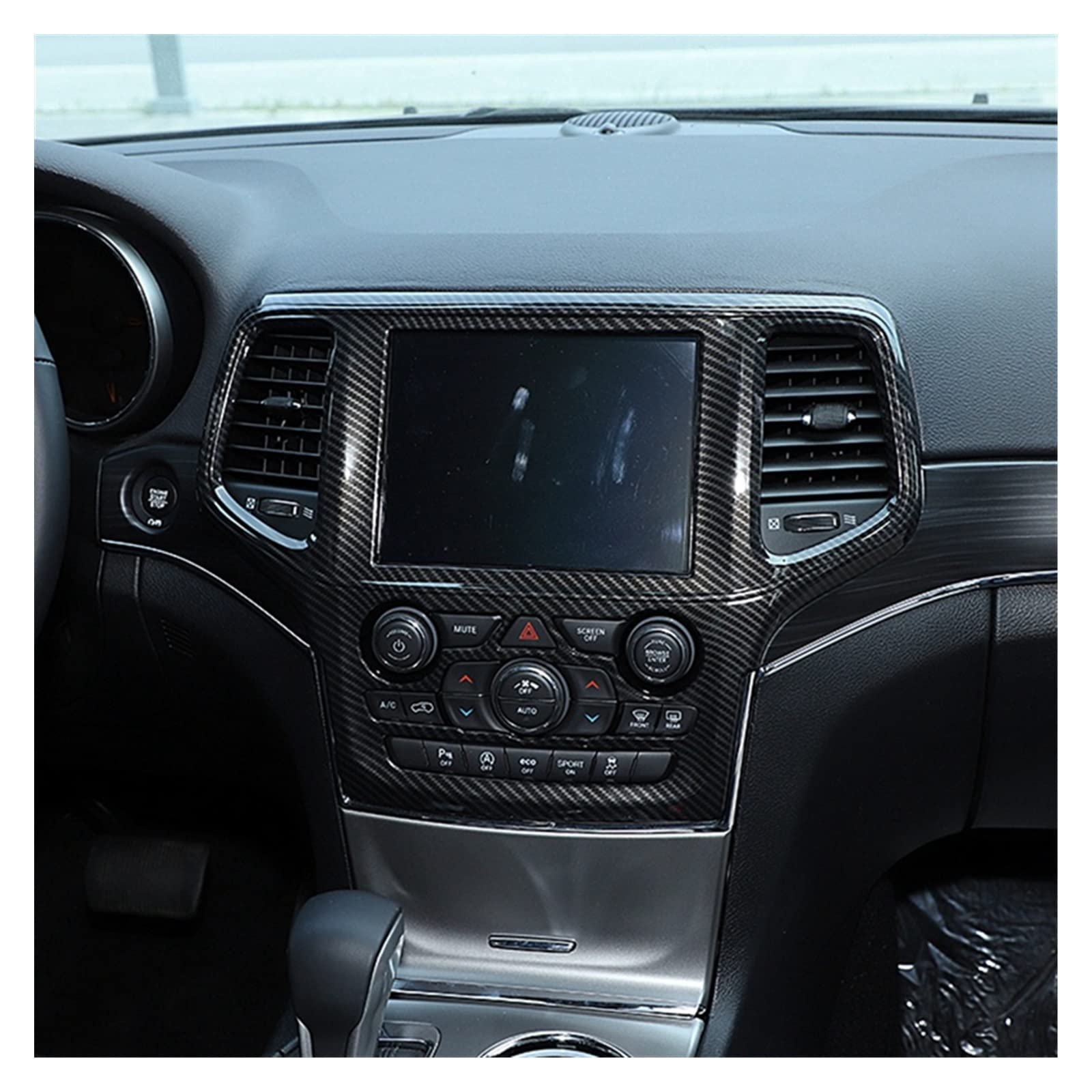 1 sztuk styl sportowy nawigacja samochodowa gps osłona panelu tapicerka pasuje do Jeep Grand Cherokee 2014-2018 Auto akcesoria do wykończenia straż zestawy naklejek