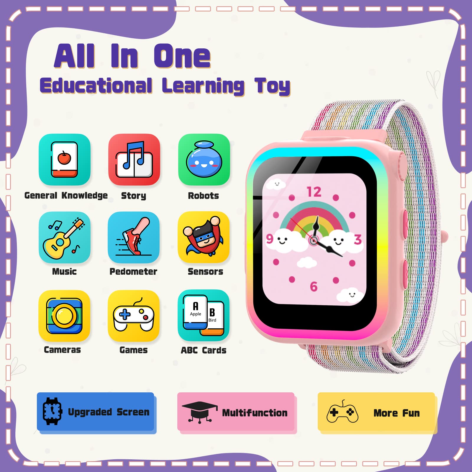 Montre Intelligente Enfants 26 Jeux - Caméra HD, MP3, Contrôle Parental, Garçons Filles 4-10 Ans