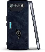 Vista 6 de Funda de cuero premium para Asus ROG Phone 7, diseño retro, funda protectora completa para Asus ROG Phone 7 5G (azul oscuro)