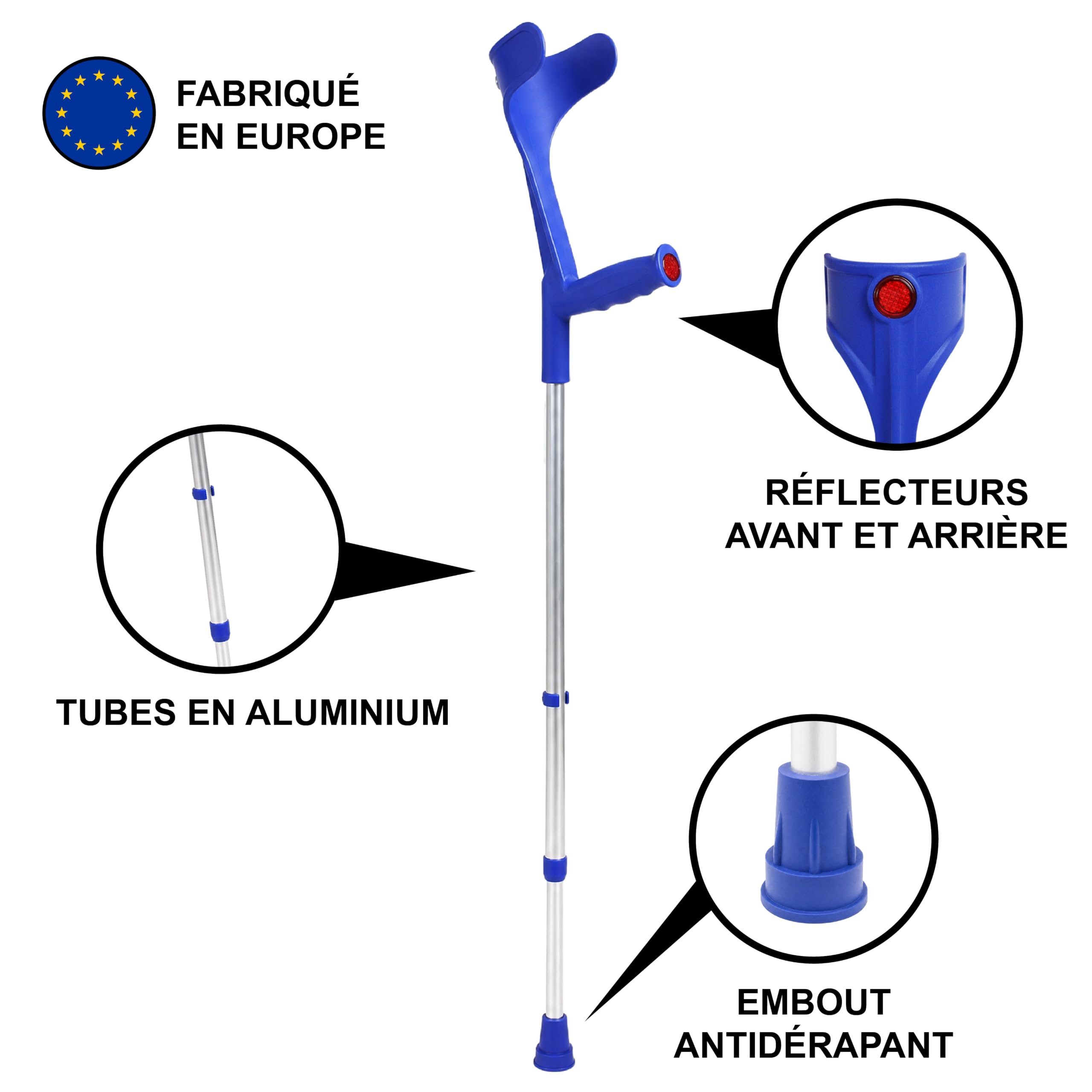 PEPE Mobility - Béquilles Médicales Adulte, Cannes Anglaises, Canadiennes, 2 Unités Bleu