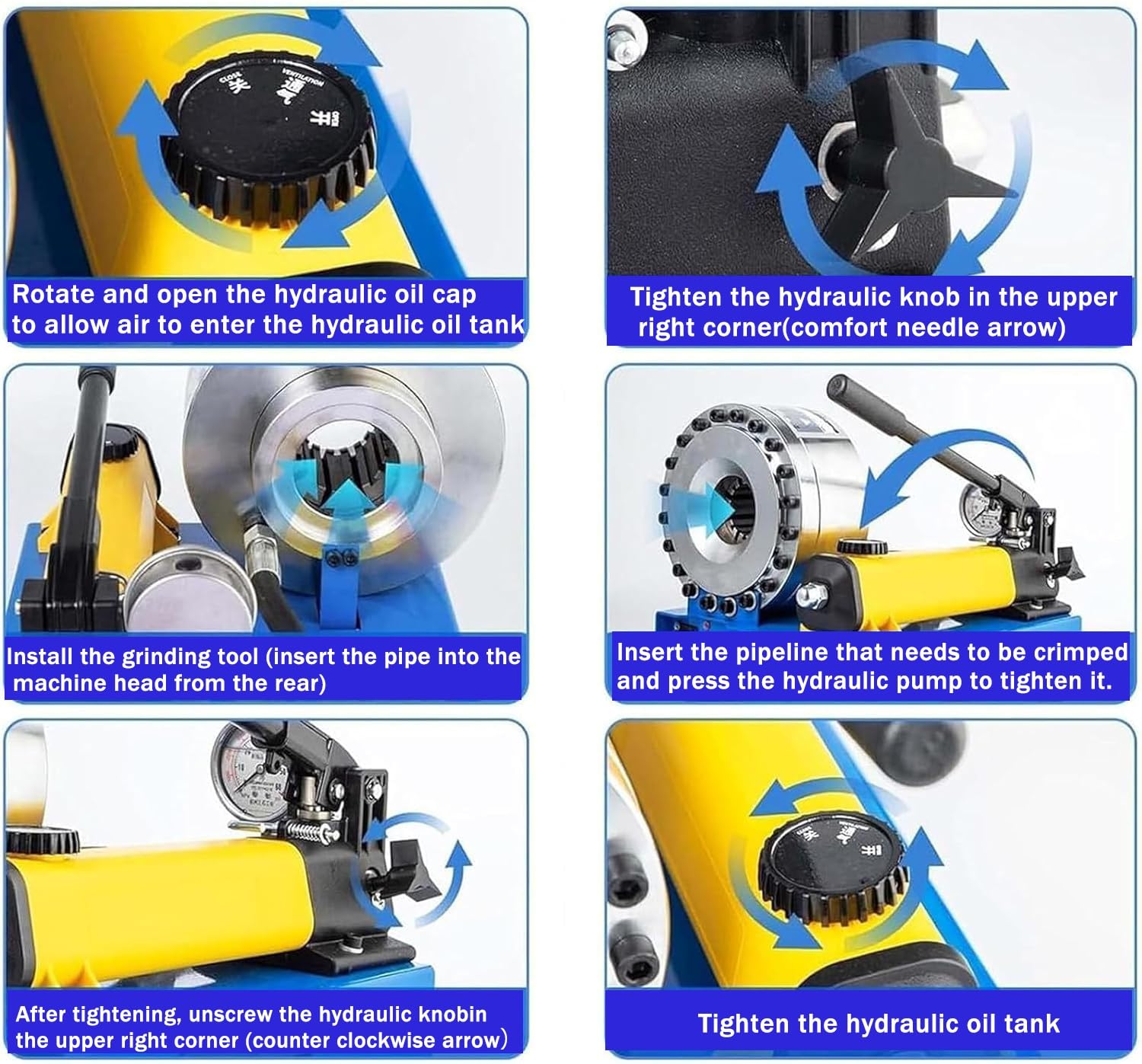 Maszyna do zaciskania węży hydraulicznych, wysokociśnieniowa hydrauliczna rura olejowa z 7 zestawami matryc, przenośna zaciskarka do koni
