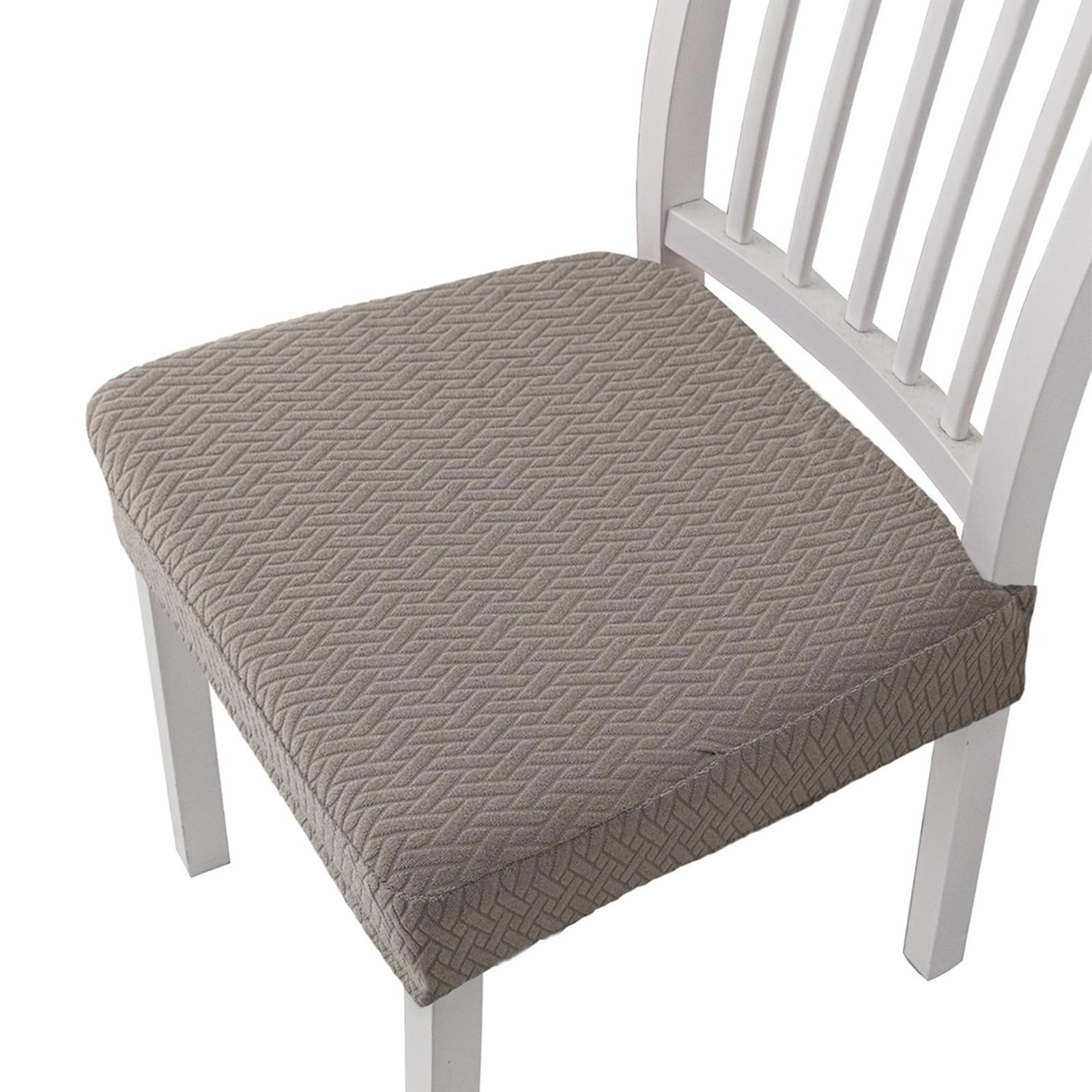 Housse de chaise lot de 4 de qualité supérieure jacquard à carreaux beige