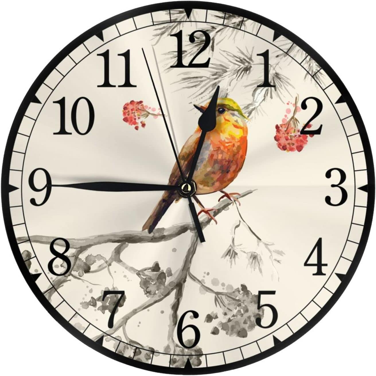 WGNNVOT Retro Vintage Bird French Country Tuscan Style 10 Inch Design Round Classic Wall Clock Battery Operated for Home Decorative Living Room Bathroom Office