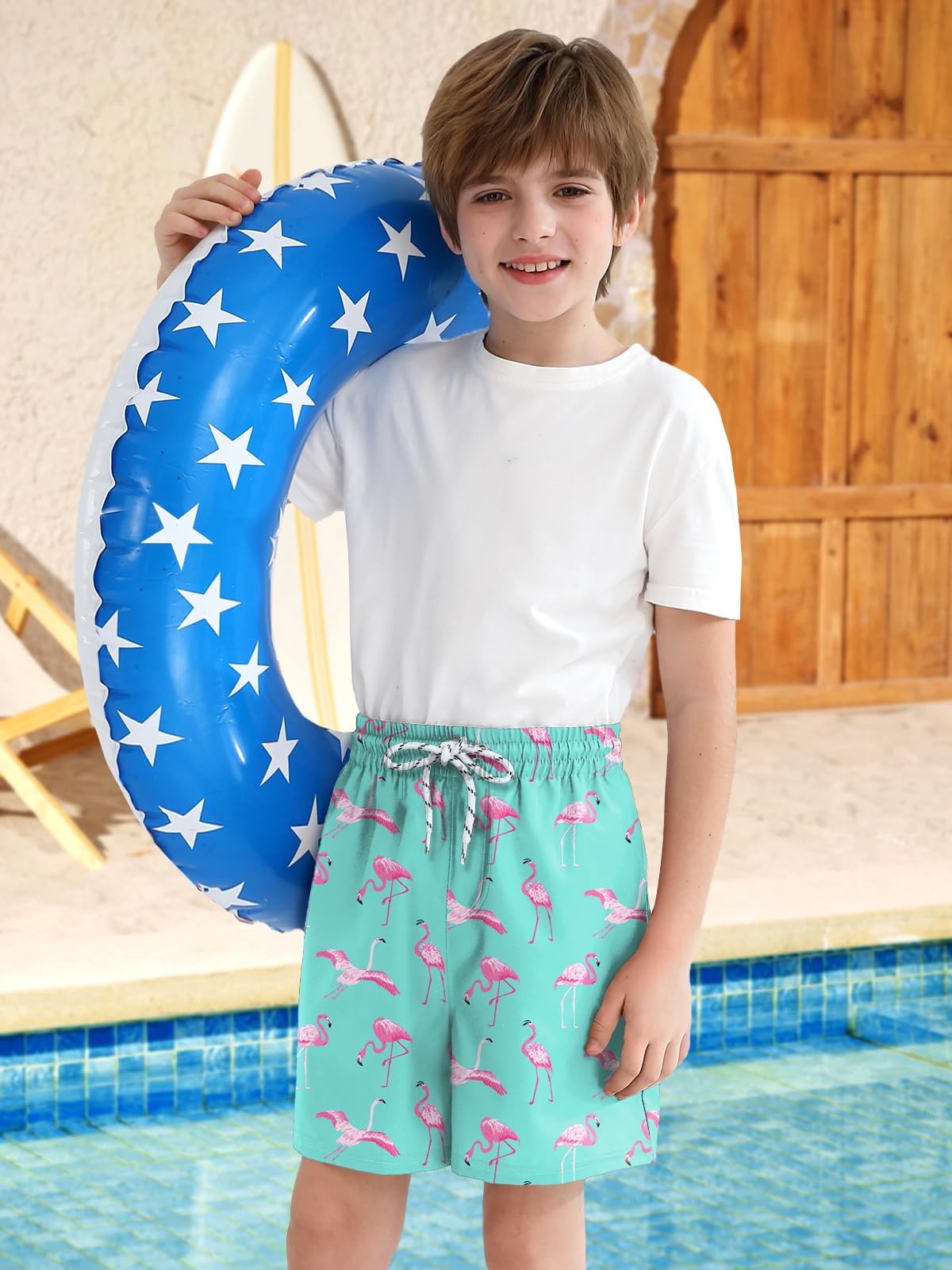 BesserBay Sommer Jungen Badehose mit Kompression Liner Taschen UPF 50+ Schwimmen Boardshorts 120-160