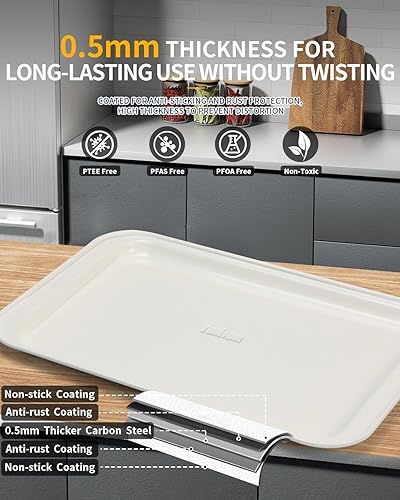 Miniatura 4 de Juego de moldes antiadherentes para hornear, 19 piezas apilables para hornear, juego de sartenes para horno, incluye bandeja para hornear, bandeja