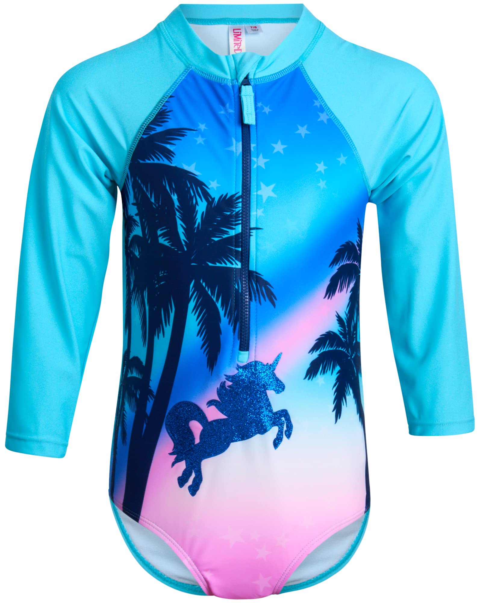 Limited Too Baby Girls' Rash Guard Swimsuit - UPF 50+ One-Piece Bathing Suit, Toddler/Girl (2T-6)