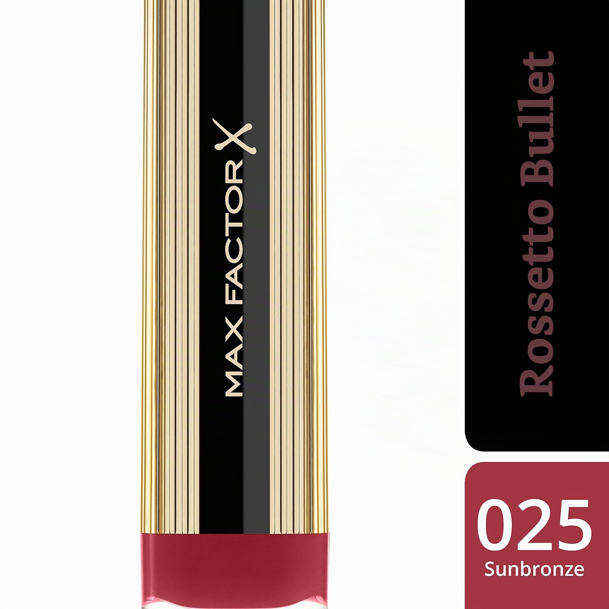Max Factor Rossetto Stick Colour Elixir, Formula Idratante e Volumizzante a Lunga Durata, 025 Sunbronze, 4 g