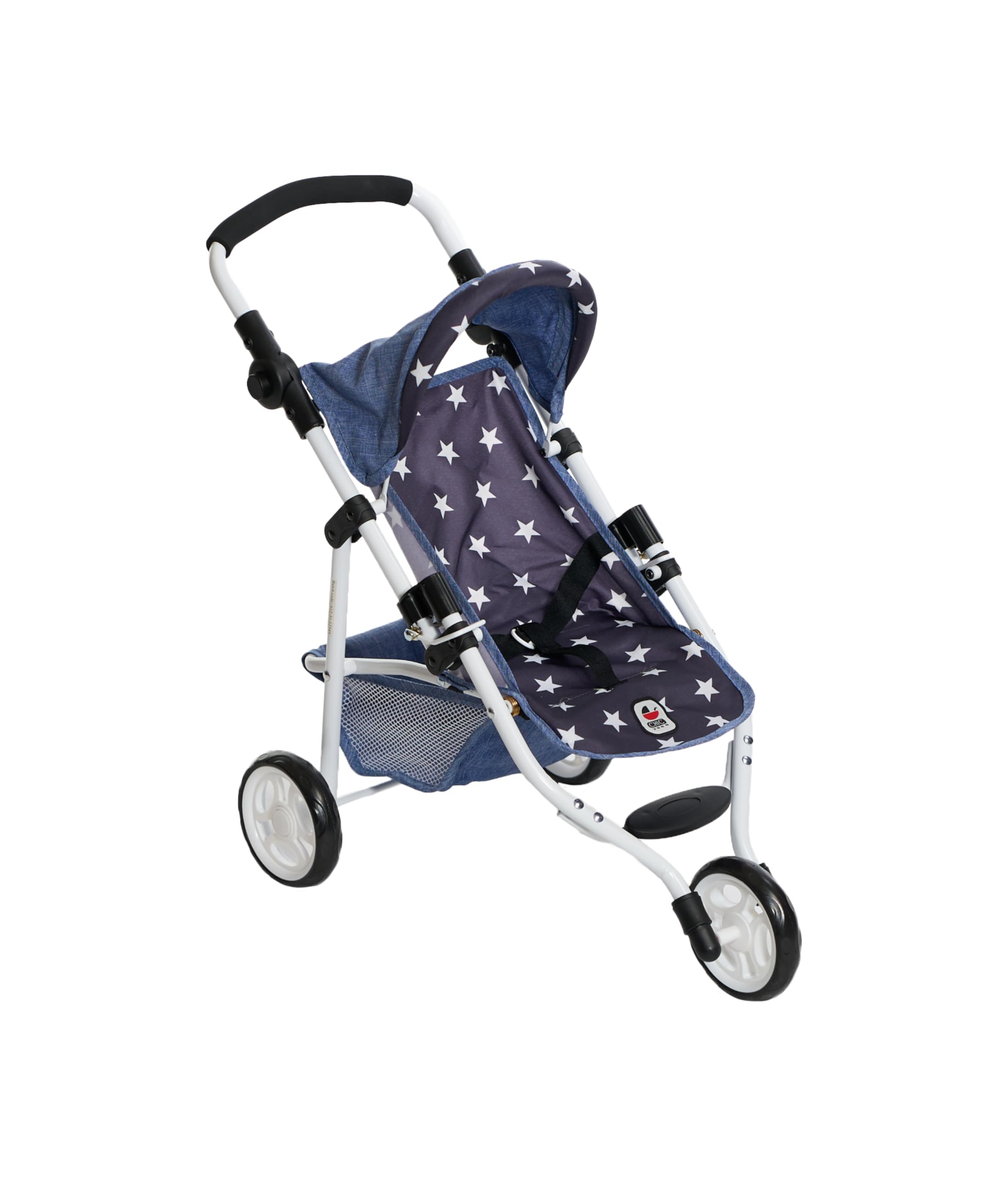 Bayer Chic 2000® Lola Doll Buggy - Stars Navy - Foldable Doll's Pram - Handle Height Adjustable 33-62 cm - 3-Wheel Jogger - Dolls up to 50 cm - 3-6 Years