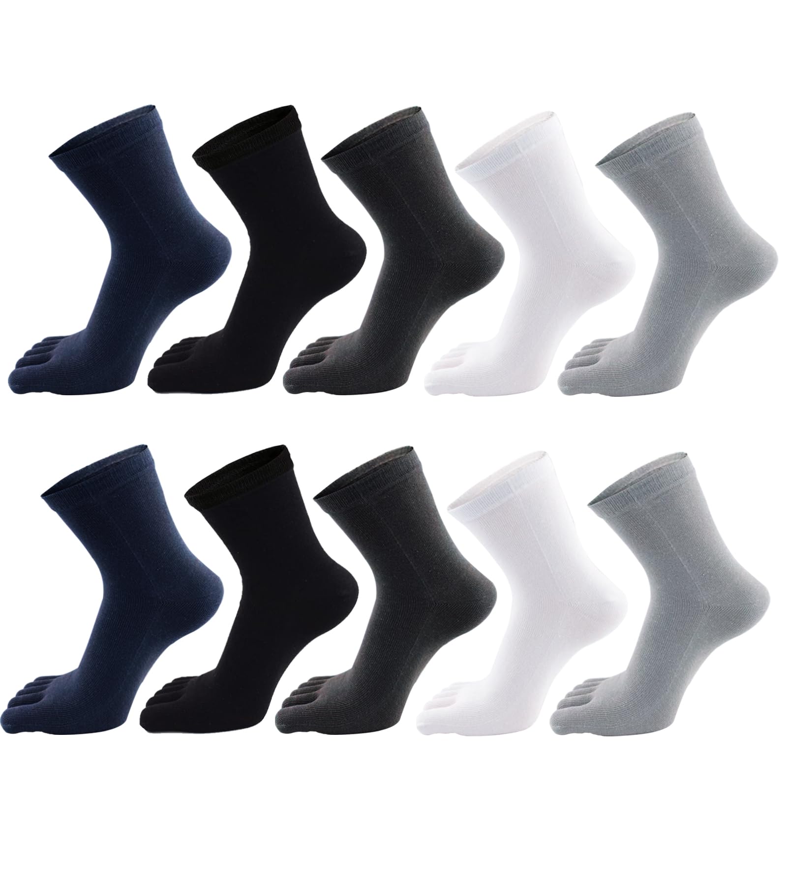 ANLEM 10 Pairs Toe Socks Cotton Breathable Athletic Running Ankle Five Finger Sock for Men Women Size 6-10