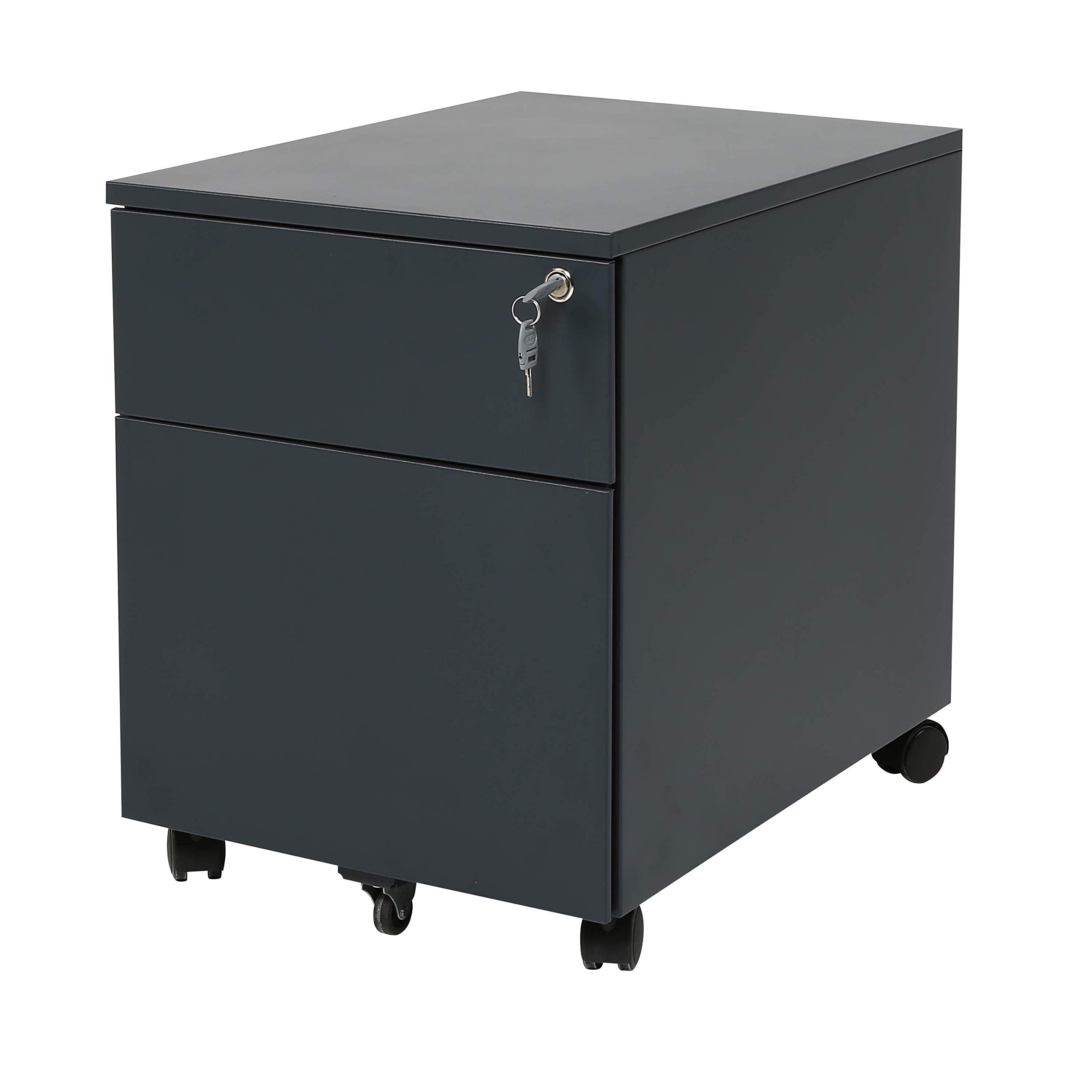 Rollcontainer Schreibtischcontainer 2 Schübe Farbe anthrazit RAL 7016 pulverbeschichtet