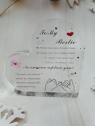 Miniatura 2 de Regalo de corazón acrílico para mejor amiga, citas inspiradoras, letrero de decoración de mesa, pisapapeles acrílico, regalos de cumpleaños, regalo