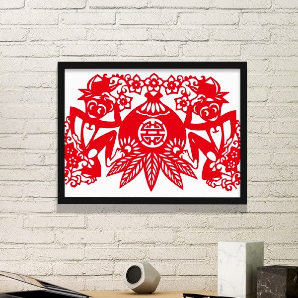 Cadre photo art chinois singe peche deco chambre asiatique