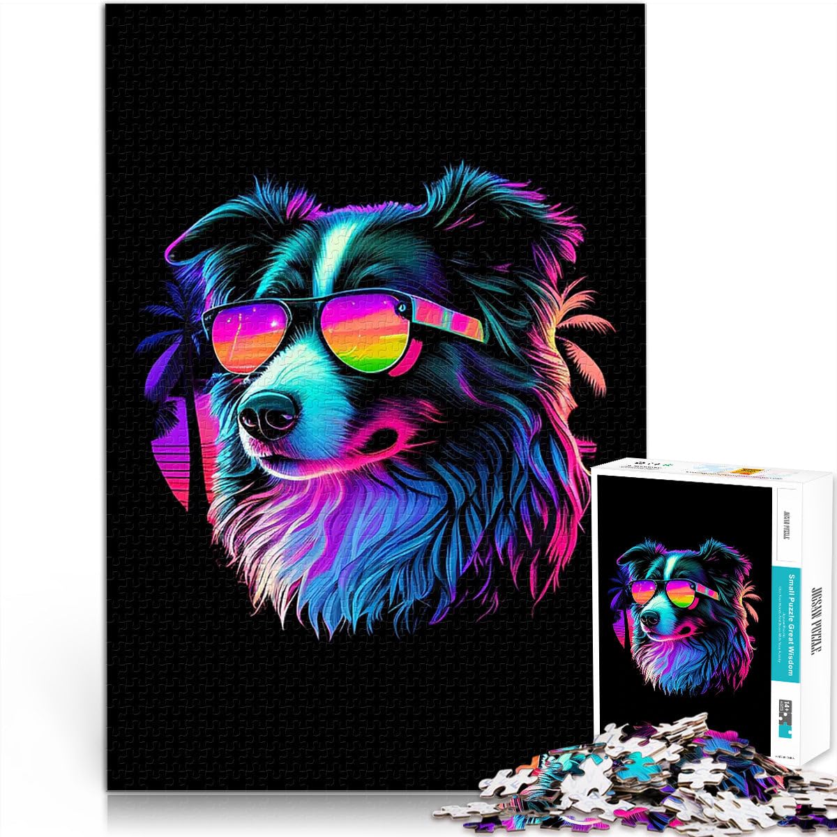 Puzzles pour Adolescents de 2000 pièces Border Collie Défi Difficile pour soulager Le Stress Cadeau Amusant 70x100cm