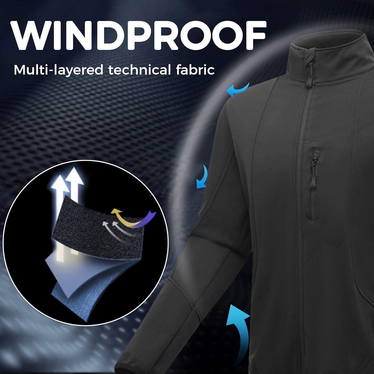 Miniatura 5 de Wantdo Chaqueta térmica de ciclismo de invierno para hombre, cálida, suave, resistente al viento, chaqueta impermeable de forro polar reflectante