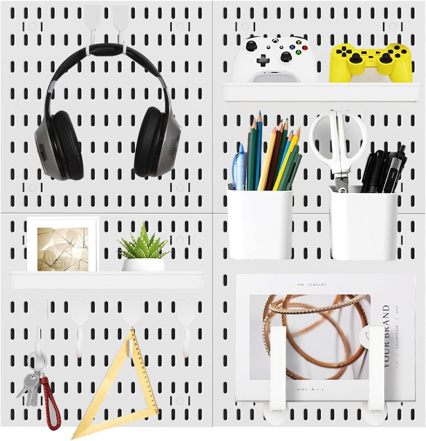 Revamp Your Space With A Versatile Pegboard Kit - Effortlessly Organize Home, Office, And Gaming Setup With Customizable Hanging Solutions (White)