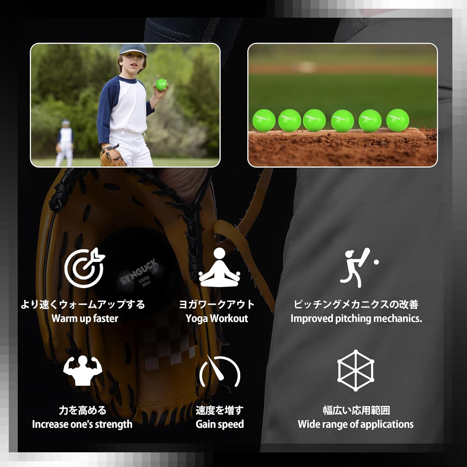 SYNGUCK 4/6 Pack Weighted Plyo Balls Set for Baseball & Softball Training - Improve Power, Pitching, Hitting - Perfect for Yoga, Fitness, Plyometrics - All Skill Levels