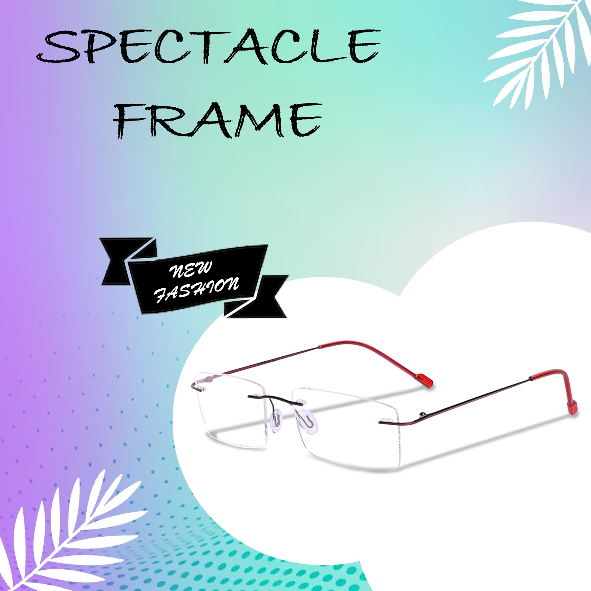 Rimless Aviator Frame For Men & Women (Black) (RED) - Image 5 thumbnail