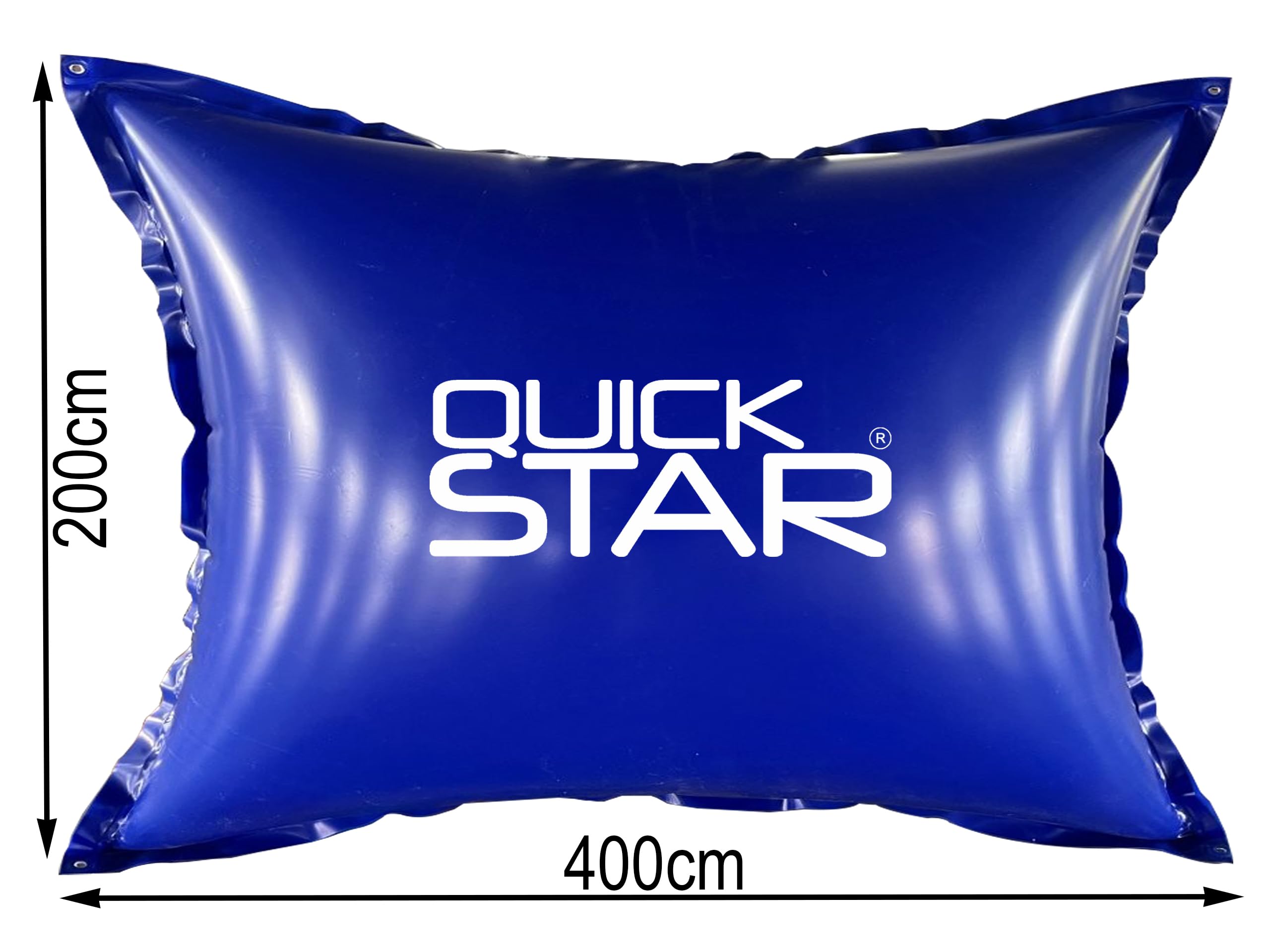QUICK STAR Cojín de piscina de 200 x 400 cm, color azul, cojín de aire para piscina de invierno, 4 cuerdas y kit de reparación, cojín de invierno