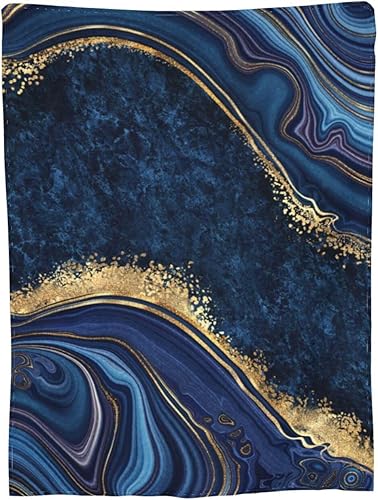 Miniatura 8 de Perinsto Manta de mármol pintado azul ultra suave y cálida para todas las estaciones, manta decorativa de forro polar para cama, silla, automóvil,
