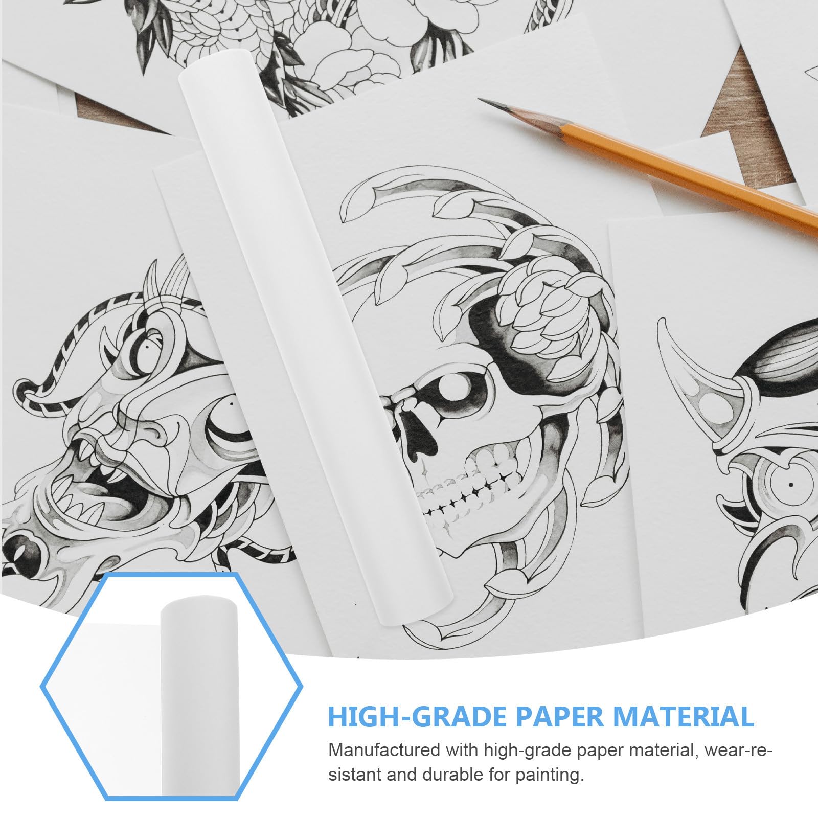 KALLORY Papier Calque Blanc en Papier pour Dessiner 1 Rouleau Résistant à l'usure et Traçage Précis pour Travaux de Calligraphie