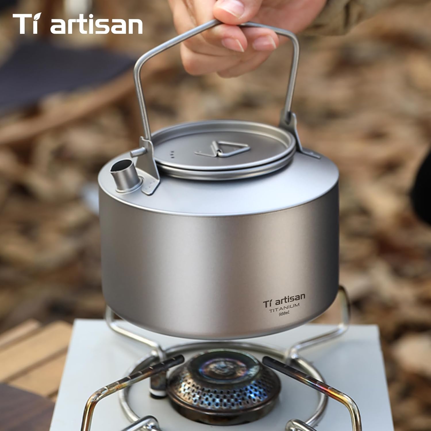Titanium Kettle Ultralight Tea pot Outdoor Camping Coffee Pot for Boiling Water Coffee Tea (980ml (33.14fl oz))