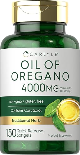 Carlyle Suplemento de aceite de orégano de 4000 mg  150 cápsulas de gel blando  Contiene Carvacrol  Fórmula sin OMG y sin gluten