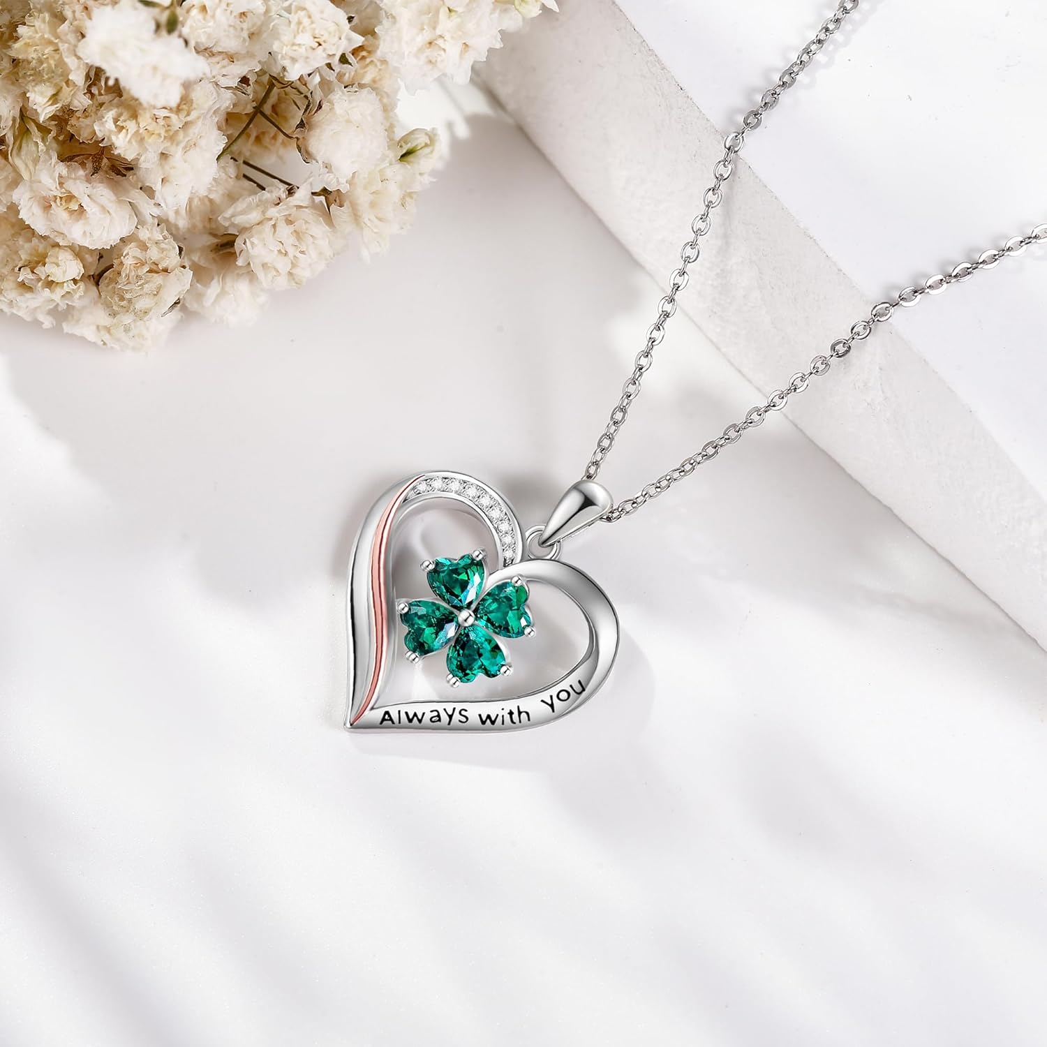 Tulip/Four-leaf clover/Hibiscus/Rose/Daisy Necklace 925 Sterling Silver FlowerJewelry Birthday Gifts for Women - Image 4