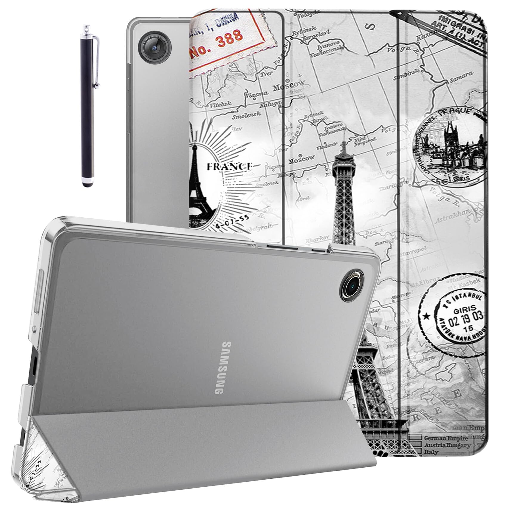 Robustrion Cover for Samsung Galaxy Tab A11 Plus Cover Case 11 inch, Flip Cover Case for Samsung Galaxy Tab A11 Plus Cover/Tab A11+ Tablet Cover with Translucent Back - Eiffel