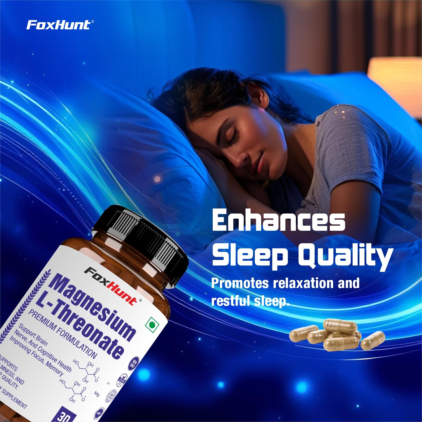 FoxHunt Magnesium L-Threonate Premium Formulation for Brain, Nerve, and Cognitive Health Support, Improves Focus, Memory, Calmness and Sleep Quality, 30 Capsules (Pack of 1) — Amazon image 6