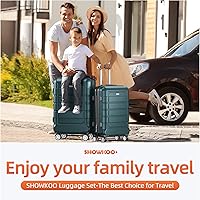 Vista 2 de SHOWKOO Sets de equipaje, maleta ampliable con doble ruedas, bloqueo TSA, 3pcs, Verde Armada (ArmyGreen), talla única