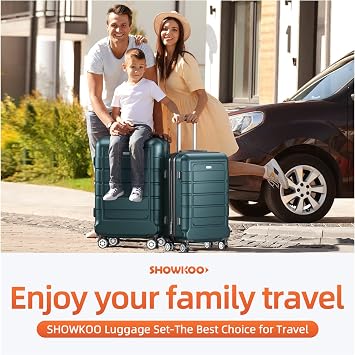 SHOWKOO Suitcase Set 2 Piece Expandable Hardside PC Travel Luggage, Green