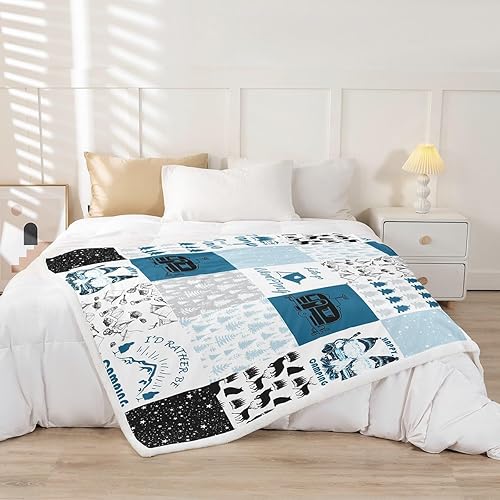 Miniatura 2 de Manfei Manta de retazos a cuadros, para caravana, remolque, árboles, para sofá, manta de cama rústica para niños y niños, decoración de habitación