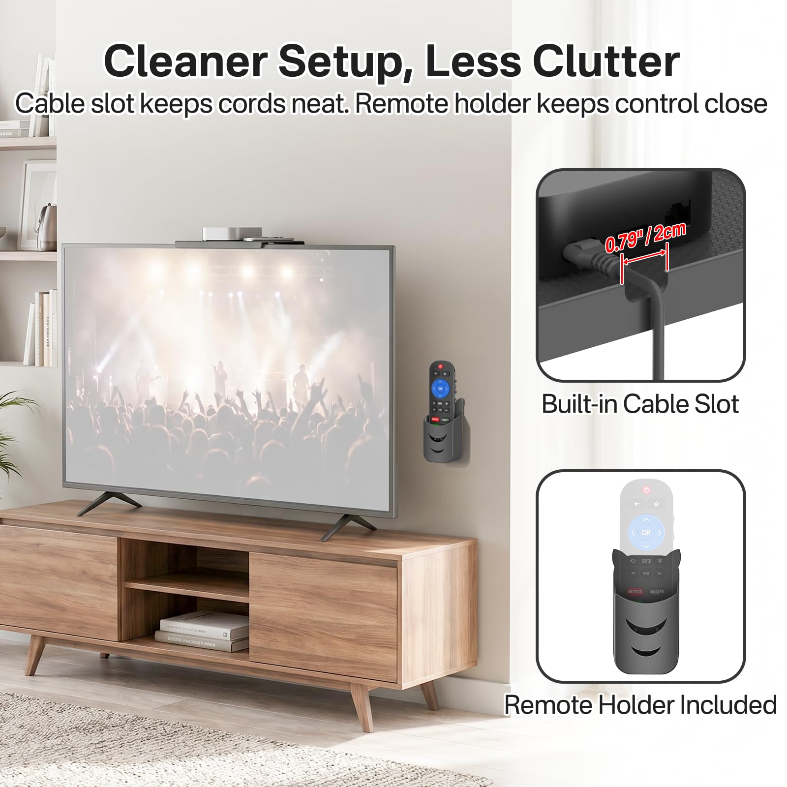 13 Inch Wide Platform TV Top Shelf for Cable Box, Adjustable Shelf for Top of TV with Remote Holder & Anti-Slip Legs, Flat Screen TV Top Shelf for Streaming Devices, Router, Media Box, Game Console — Amazon image 6